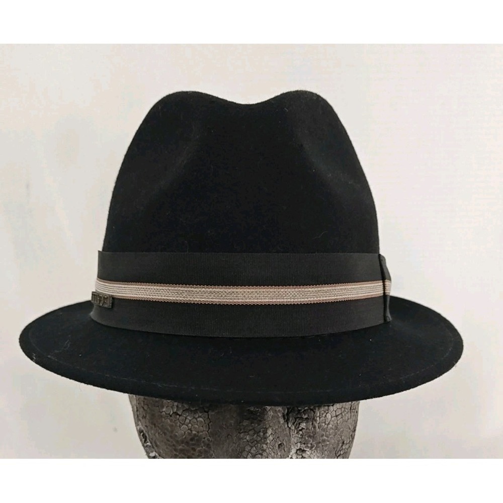 Bigalli Diamond Stingy 100% Wool Felt black Hat‎ Cap Men's M/L Stylish modern